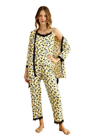 Sabahlıklı Dantel Detaylı Pegasus Kadın Pijama Takımı-Çeyizlik Takım- Geniş Beden Aralığı