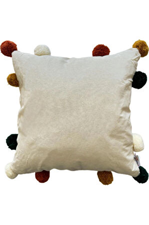 Renkli ponponlu kırlent kılıfı