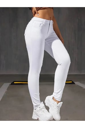 Jeannine Kadın Jeans Beyaz Skinny Yüksek Bel Dar Paça Denim Kot Pantolon BEEKESKYBYZ-01
