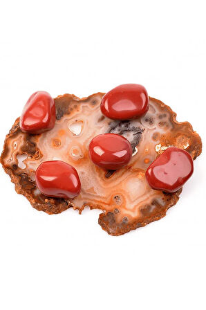 Sertifikalı Tamburlanmış Kırmızı Jasper Taşı Kütle - İri Boy