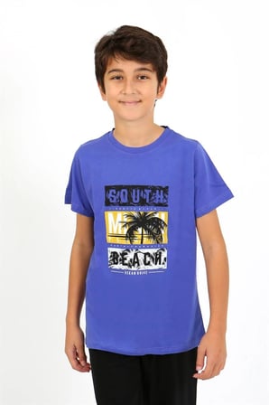 Erkek Çocuk Kısa Kol Penye Pijama Takım Saks