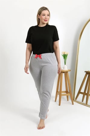 Kadın Pamuklu Büyük Beden Alt Pijama Gri