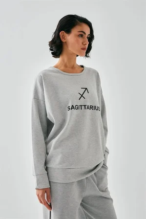Kadın Gri Yay Burcu Oversize 2 İplik Eşofman Ev Giyim Takımı