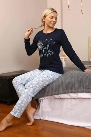 Kadın Penye Uzun Kol Pijama Takım Laciver