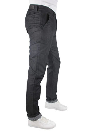 Erkek Koyu Mavi Yan Cepli Likrasız Klasik Ince Kot Pantolon