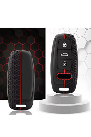 Audi A6l A7 A8 C8 Q8 D5 Silikon Anahtar Koruma Kılıfı Siyah Renk 2.resime Bakınız