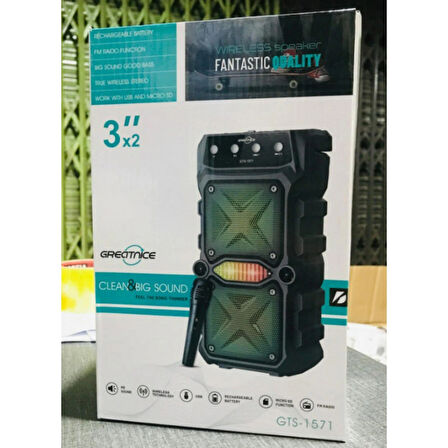 Ozmik GTS-1571 Taşınabilir Kablosuz Blutooth Hoparlör LED Işık Mikrofonlu 