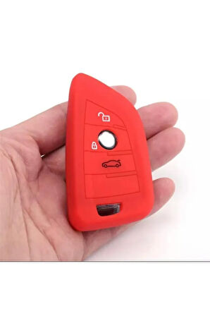 Bmw F15 G20 F48 F39 X5 X6 Uyumlu Üçgen Tip Silikon Anahtar Koruma Kılıfı Kırmızı Renk