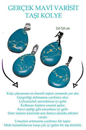 Sertifikalı Damla Model Mavi Beyaz Varisit Taşı Kolye (GÜMÜŞ APARATLI)