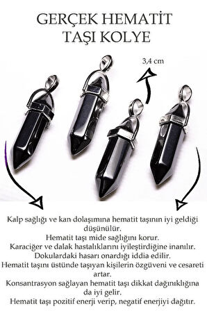 Sertifikalı Çivi Model Hematit Taşı Kolye - 1.kalite