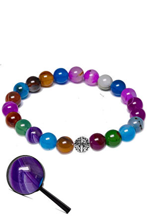 Sertifikalı Aaa Kalite Mix Akik Taşı Bileklik (gümüş Aparatlı)