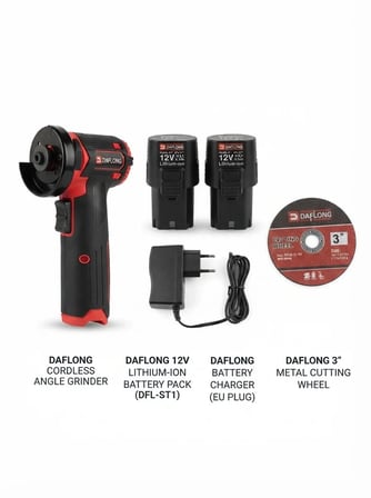 DFL70 Mini Taşlama 12V 2.0Ah Li-Ion Çift Akülü 76 mm Kesici Disk 10 Adet Kesici Taş Hediyeli
