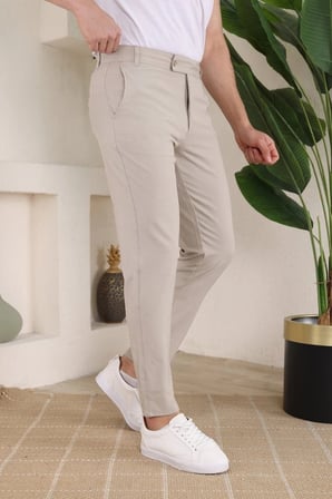 Erkek Slim Fit Dilli Kumaş Pantolon