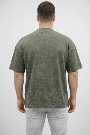 Erkek Premium Tişört OSY Yumuşak Dokulu Yıkamalı Oversize T-Shirt - Haki