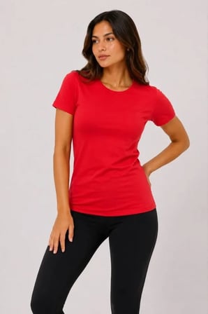 Basic Tişört Bisiklet Yaka Kısa Kol Günlük Yazlık Slim Fit T-Shirt - Kırmızı