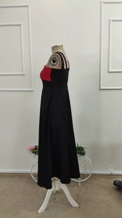 Kadın önden çapraz şerit Geçme Detaylı Blok Desenli Kiloş Midi Dalgıç Elbise