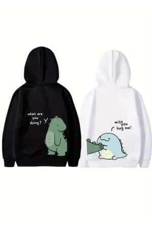 Sevgililer Günü Baskılı Oversize Kapüşonlu Sweatshirt Hoodie - Beyaz