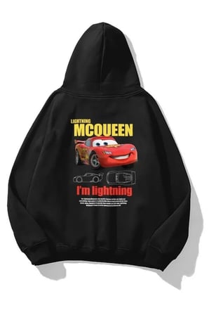 Sevgililer Günü Araba Baskılı Oversize Kapüşonlu Sweatshirt Hoodie - Siyah