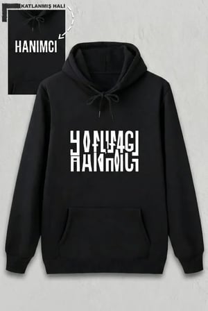 Sevgililer Günü Hanımcı Hediye Baskılı Oversize Kapüşonlu Sweatshirt - Siya