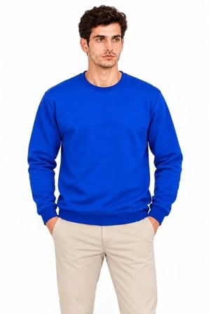 Erkek 3Lü Bisiklet Yaka İçi Şardonlu 2 İplik Düz Uzun Kollu Regular Fit Sweatshirt -Mavi - Gri - Siyah