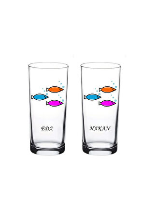 Kişiye Özel Baskılı 2 Li Rakı Bardağı Rakı Şişesinde Balık Olsam ve Balık Tasarımı
