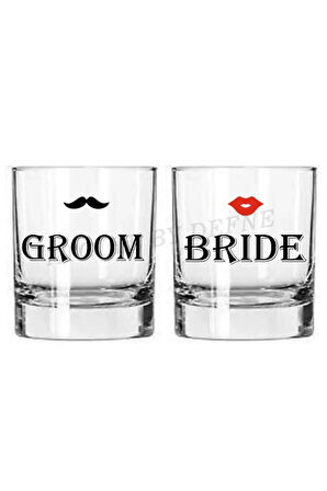 2 Li Groom Bride Gelin Damat Viski Bardağı