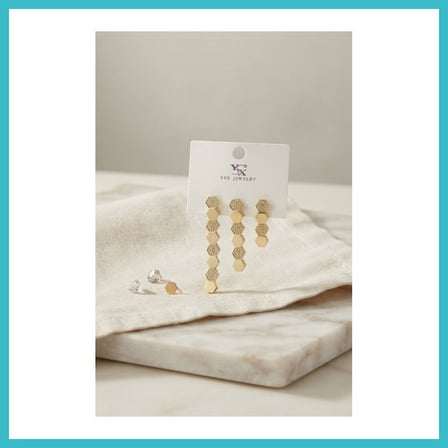 DEFNE STORE Pirinç Gold Renk Petek Model Kadın Küpe Seti DFNBEZ
