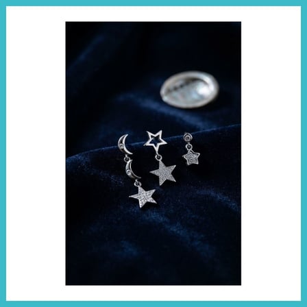 DEFNE STORE Pirinç Gümüş Renk Ay ve Yıldız Gece Model Kadın Küpe Seti DFNBEZ