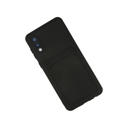 DEFNE STORE Samsung Galaxy A02 Kılıf Kelvin Kartvizitli Silikon - Siyah DFNBEZ