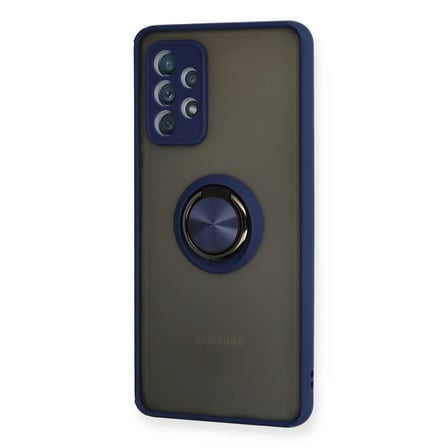 DEFNE STORE Samsung Galaxy A72 Kılıf Montreal Yüzüklü Silikon Kapak - Lacivert DFNBEZ