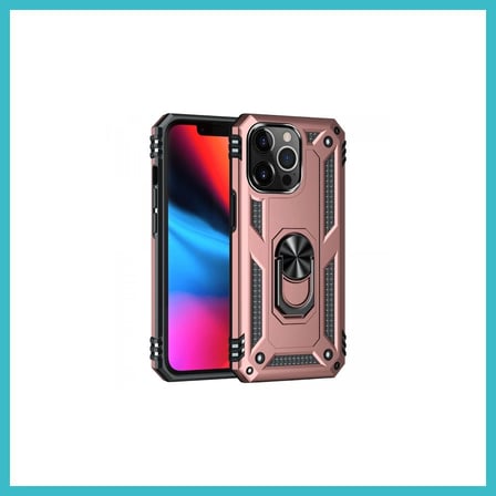 DEFNE STORE iPhone 13 Pro Max Uyumlu Kılıf Sofya Yüzüklü Silikon Kapak - Rose DFNBEZ