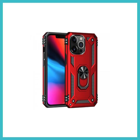 DEFNE STORE iPhone 13 Pro Uyumlu Kılıf Sofya Yüzüklü Silikon Kapak - Kırmızı DFNBEZ