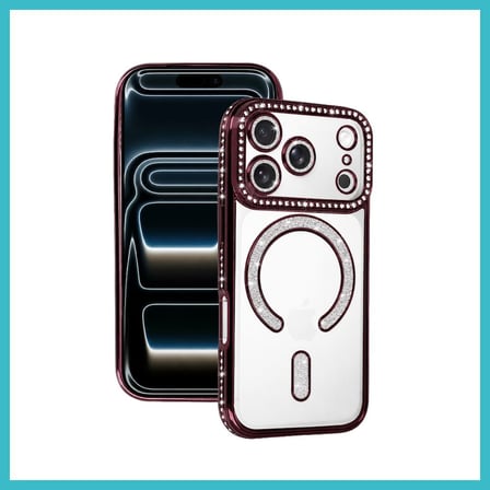 DEFNE STORE iPhone 18 Pro Uyumlu/17 Pro Joke Simli Magneticsafe Kılıf - Bordo DFNBEZ