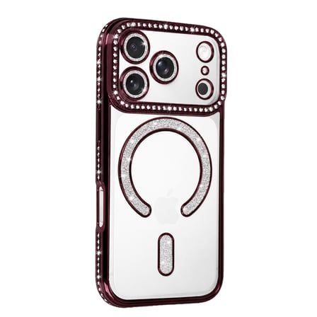 DEFNE STORE iPhone 18 Pro Uyumlu/17 Pro Joke Simli Magneticsafe Kılıf - Bordo DFNBEZ