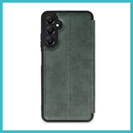 DEFNE STORE Samsung Galaxy A35 5G Uyumlu Kılıf Flip Cover - Koyu Yeşil DFNBEZ