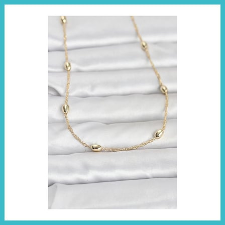 DEFNE STORE CM 14K Gold Renk Topçuklu Burgu Zincir Model 60 cm Kadın Kolye DFNBEZ