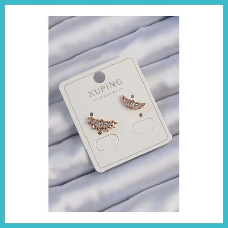 DEFNE STORE Xuping Rose Renk Zirkon Taşlı Ay ve Güneş Tasarımlı Küpe DFNBEZ