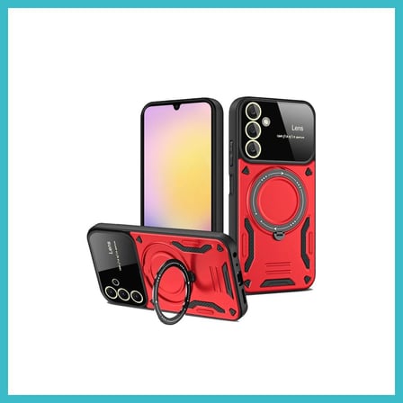 DEFNE STORE Samsung Galaxy A54 5G Uyumlu Kılıf Joy Lens Standlı Kapak - Kırmızı DFNBEZ
