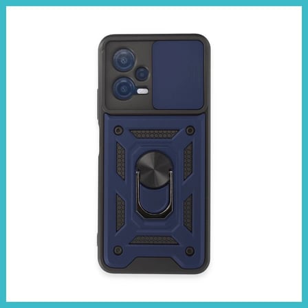 DEFNE STORE Redmi Note 12 5G Uyumlu Kılıf Pars Lens Yüzüklü Silikon - Lacivert DFNBEZ