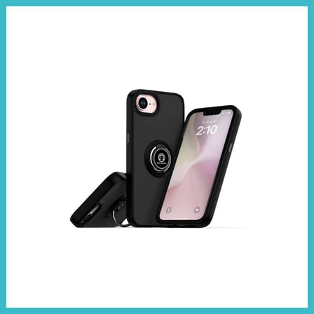 DEFNE STORE iPhone 16E Uyumlu Kılıf Montreal Yüzüklü Silikon Kapak - Siyah DFNBEZ