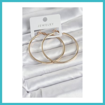 DEFNE STORE Gold Renk Pirinç Köşeli Kenar Halka 54 mm Kadın Küpe DFNBEZ