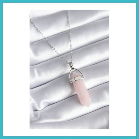 DEFNE STORE 316L Çelik Gümüş Renk Pembe Taşlı Kadın Kolye DFNBEZ
