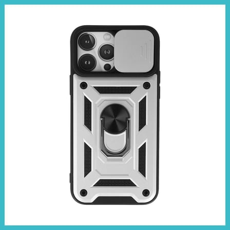 DEFNE STORE iPhone 13 Pro Uyumlu Kılıf Pars Lens Yüzüklü Silikon - Gümüş DFNBEZ