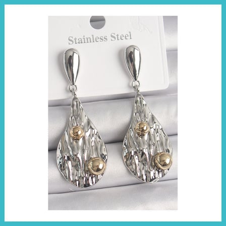 DEFNE STORE Pirinç Gümüş Renk Sallantı Damla Model Gold Topçuk Detay Kadın Küpe DFNBEZ