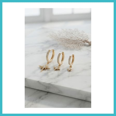 DEFNE STORE Gold Renk Kutup Yıldız Model 3 lü Küpe Seti DFNBEZ
