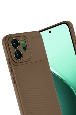 Defne Store Reno 14 Uyumlu Auto Focus Karbon Kapak - Kahverengi Dfnbez