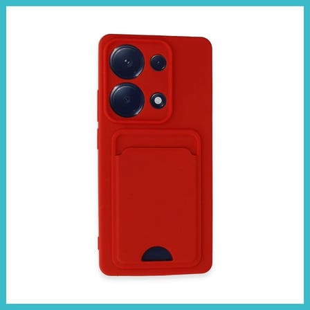 DEFNE STORE Redmi Note 13 Pro 4G Uyumlu Kılıf Kelvin Kartvizitli Silikon - Kırmızı DFNBEZ