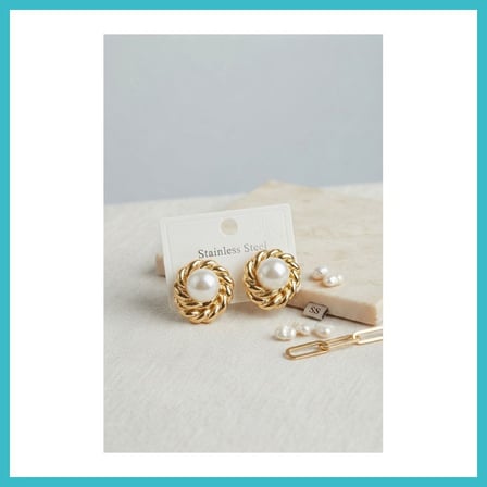 DEFNE STORE 316L Çelik Gold Renk İncili Model Kadın Küpe DFNBEZ