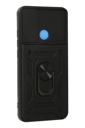 DEFNE STORE Redmi 9C Uyumlu Kılıf Pars Lens Yüzüklü Silikon - Siyah DFNBEZ