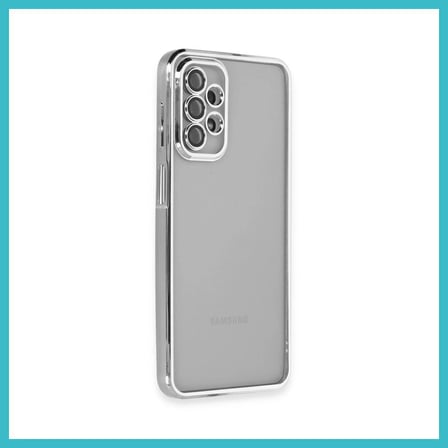 DEFNE STORE Samsung Galaxy A23 4G Uyumlu Kılıf Lensli Silikon - Gümüş DFNBEZ